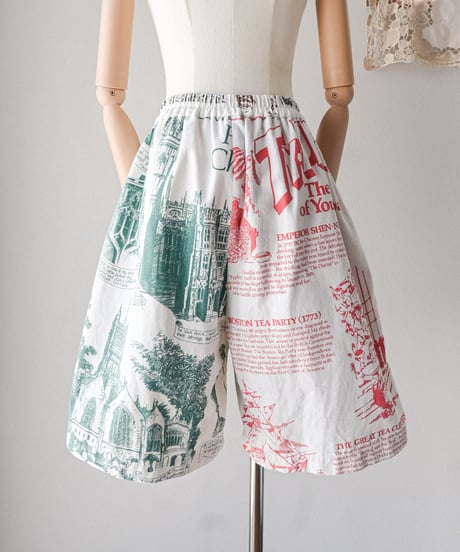 【curoam】Vintage Tea Towel Half Pants