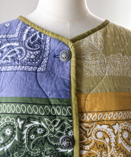 【curoam】Bandana Patchwork Quilted Jacket
