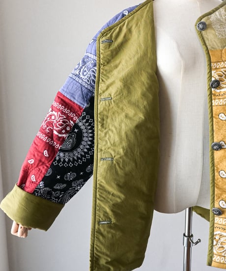 【curoam】Bandana Patchwork Quilted Jacket