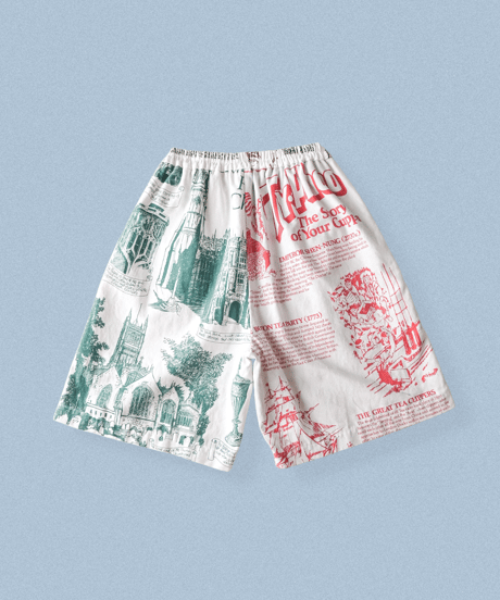 【curoam】Vintage Tea Towel Half Pants