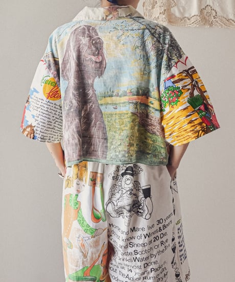 【curoam】Vintage Tea Towel Over Shirt