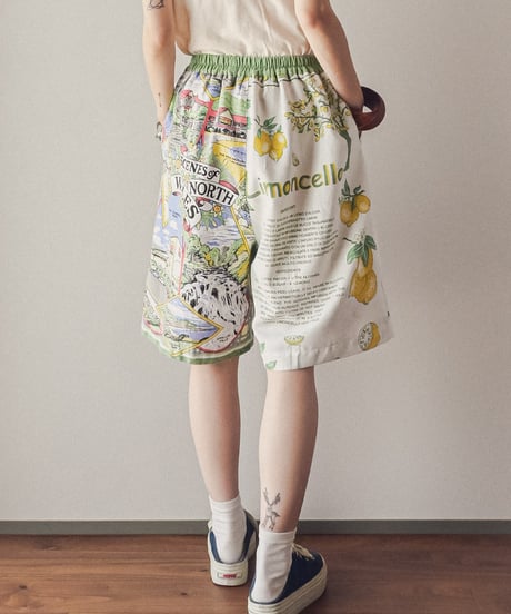 【curoam】Vintage Tea Towel Half Pants