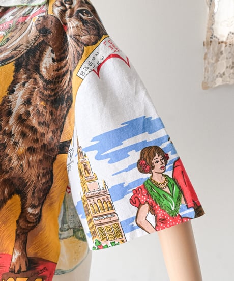【curoam】Vintage Tea Towel Over Shirt