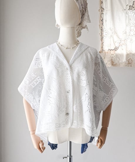 【Seek an nur】Vintage cotton crochet shirt