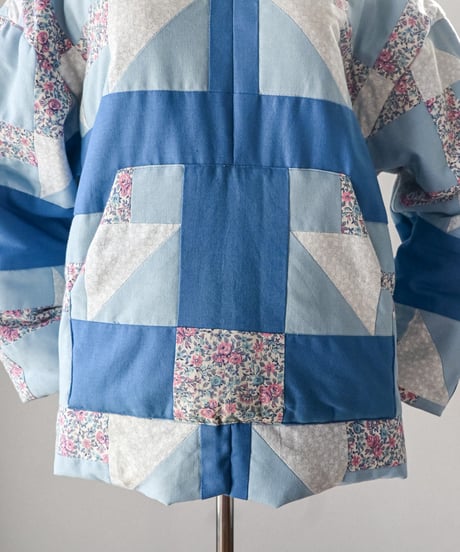 【curoam】Vintage Patchwork Quilted Hoodie