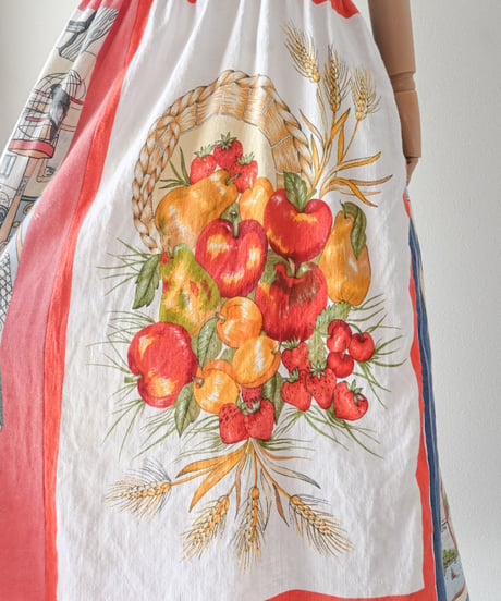 【curoam】Vintage Tea Towel Over Dress