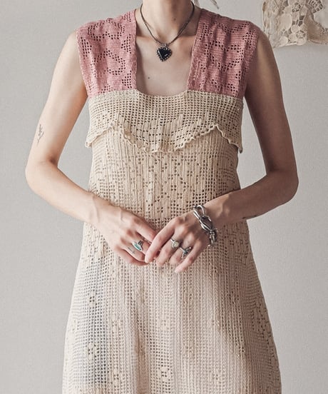【Seek an nur】Vintage cotton crochet dress