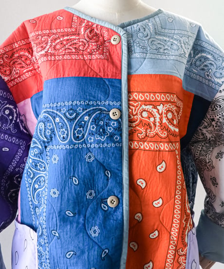 【curoam】Bandana Patchwork Quilted Jacket