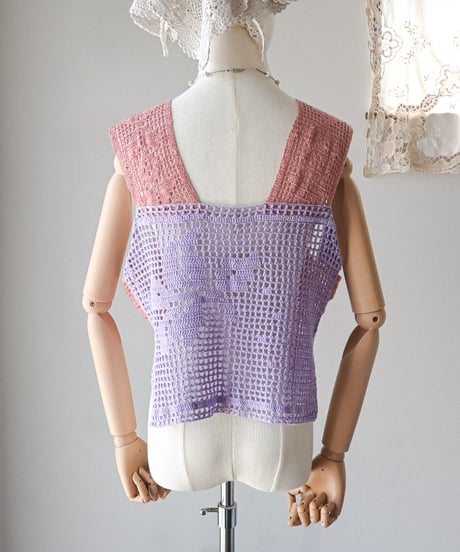 【Seek an nur】Vintage cotton crochet vest