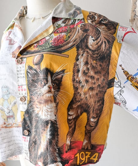 【curoam】Vintage Tea Towel Over Shirt