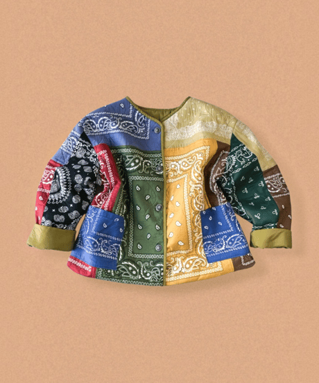 【curoam】Bandana Patchwork Quilted Jacket
