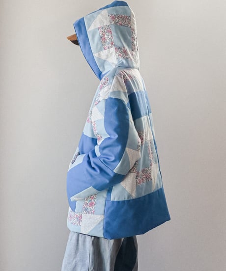 【curoam】Vintage Patchwork Quilted Hoodie