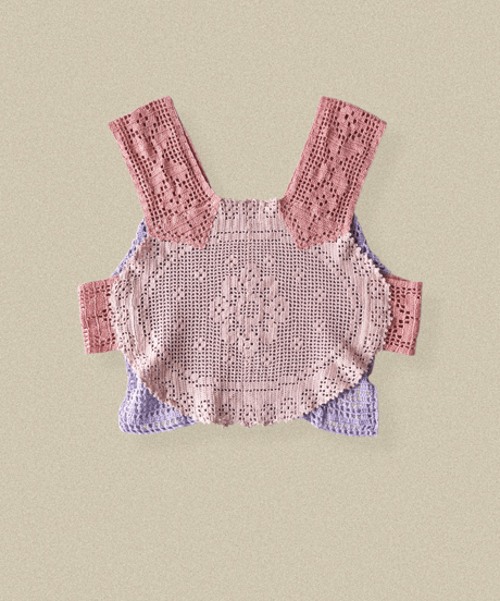 【Seek an nur】Vintage cotton crochet vest