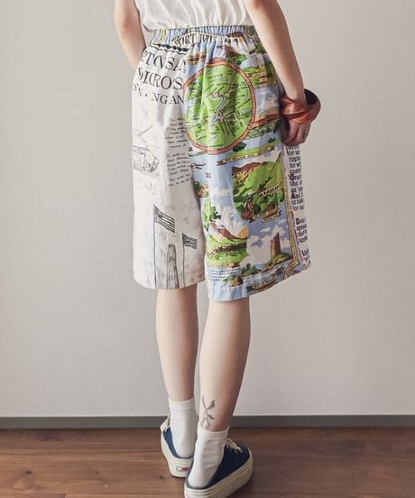 【curoam】Vintage Tea Towel Half Pants