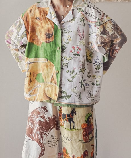 【curoam】Vintage Tea Towel Over Shirt