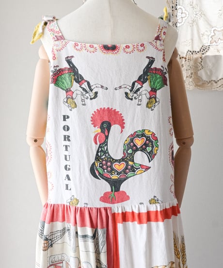 【curoam】Vintage Tea Towel Over Dress
