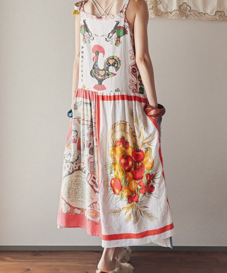 【curoam】Vintage Tea Towel Over Dress