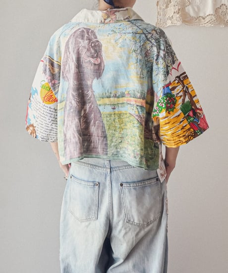 【curoam】Vintage Tea Towel Over Shirt