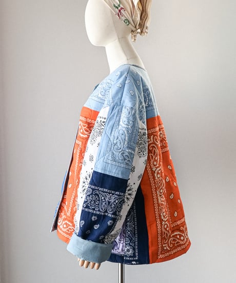 【curoam】Bandana Patchwork Quilted Jacket
