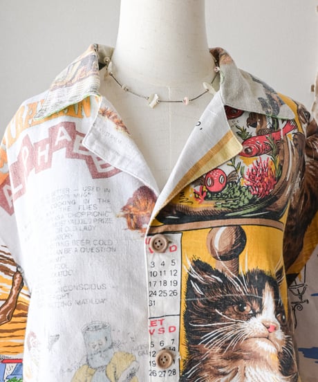 【curoam】Vintage Tea Towel Over Shirt
