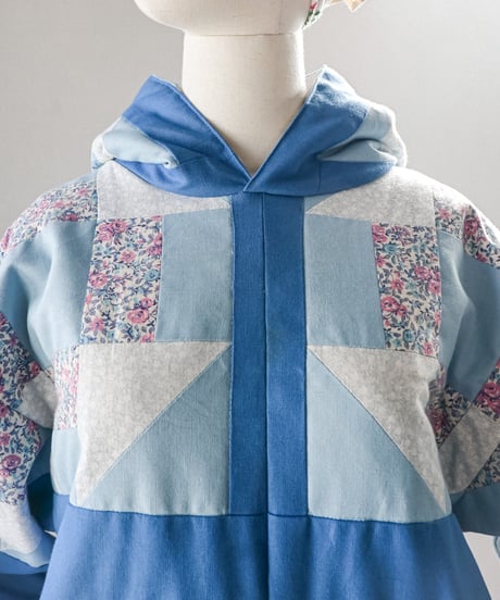 【curoam】Vintage Patchwork Quilted Hoodie