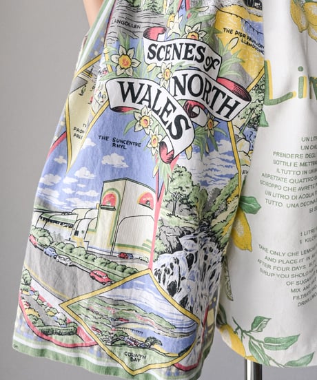 【curoam】Vintage Tea Towel Half Pants