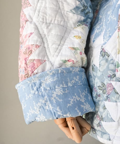 【curoam】Vintage Patchwork Quilted Hoodie