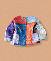 【curoam】Bandana Patchwork Quilted Jacket