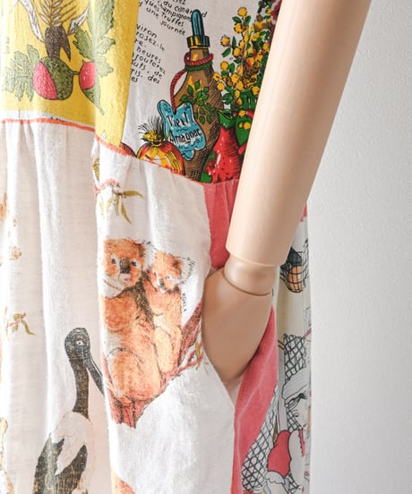 【curoam】Vintage Tea Towel Over Dress