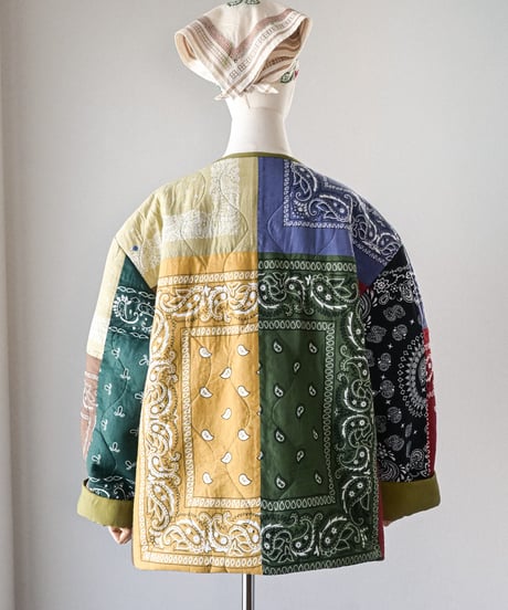 【curoam】Bandana Patchwork Quilted Jacket