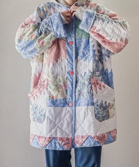 【curoam】Vintage Patchwork Quilted Coat
