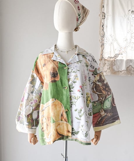 【curoam】Vintage Tea Towel Over Shirt