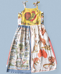 【curoam】Vintage Tea Towel Over Dress