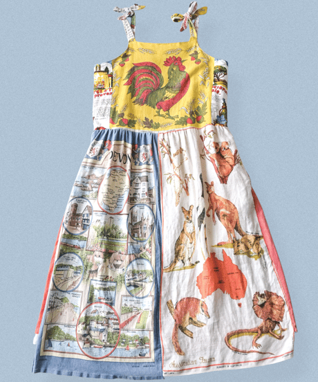 【curoam】Vintage Tea Towel Over Dress