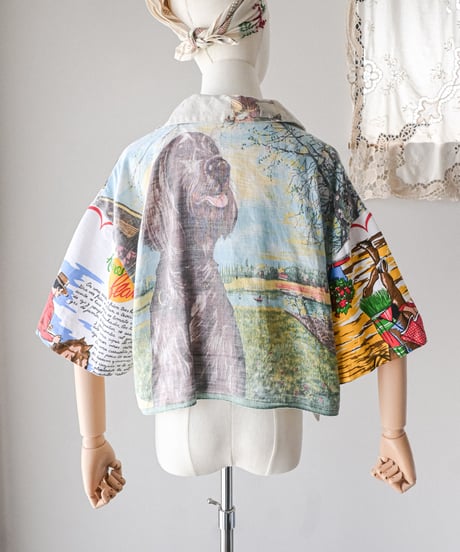 【curoam】Vintage Tea Towel Over Shirt