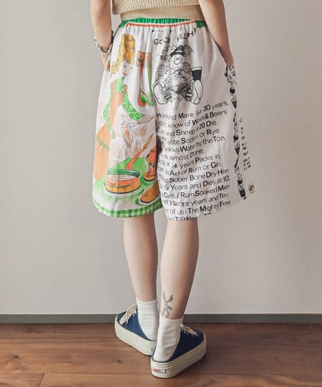 【curoam】Vintage Tea Towel Half Pants