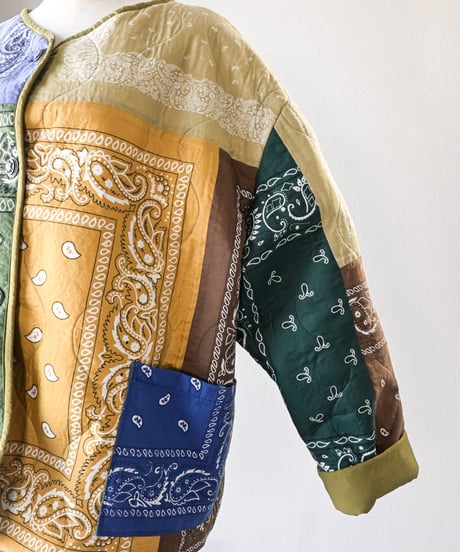 【curoam】Bandana Patchwork Quilted Jacket