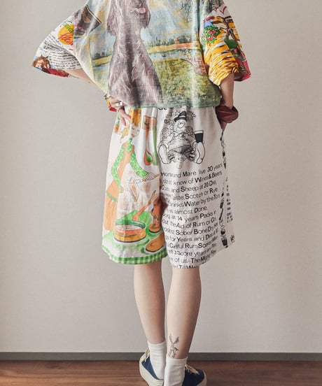 【curoam】Vintage Tea Towel Half Pants