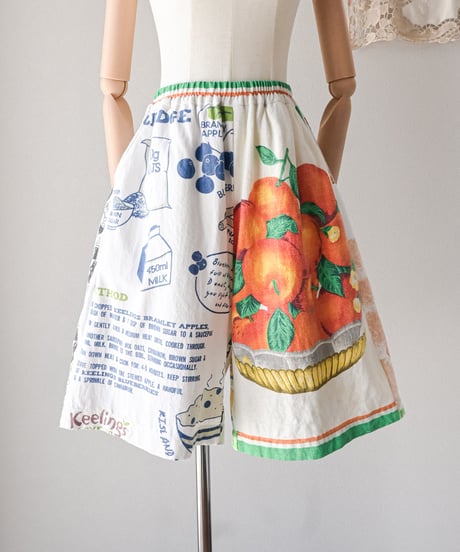 【curoam】Vintage Tea Towel Half Pants
