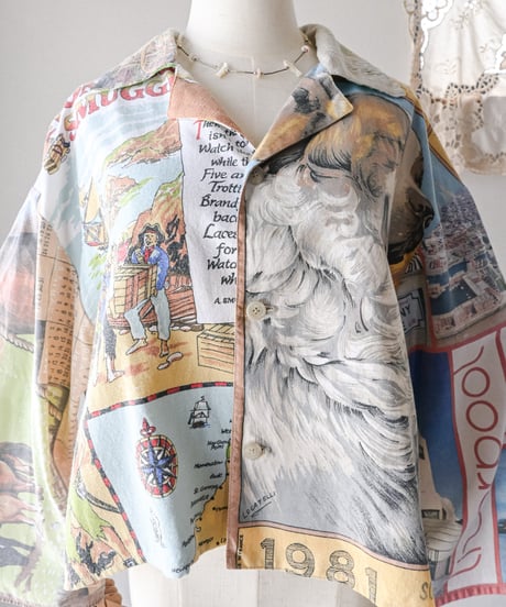 【curoam】Vintage Tea Towel Over Shirt