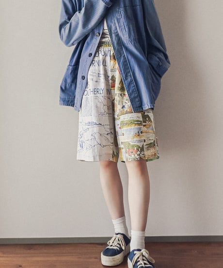 【curoam】Vintage Tea Towel Half Pants