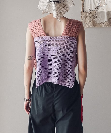 【Seek an nur】Vintage cotton crochet vest