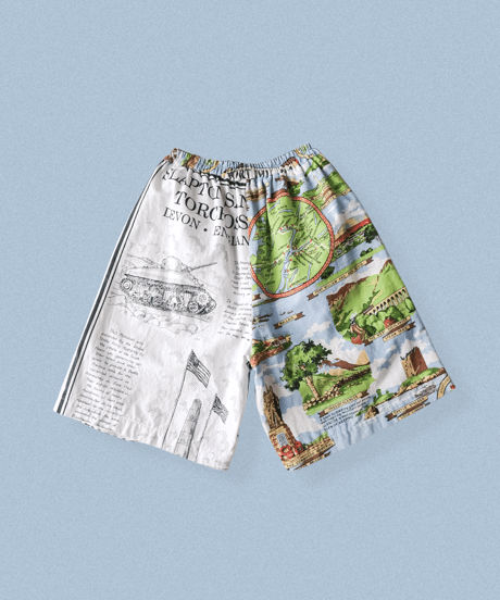 【curoam】Vintage Tea Towel Half Pants