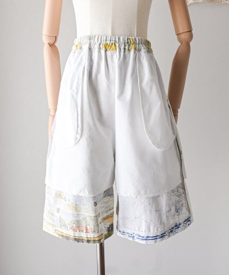 【curoam】Vintage Tea Towel Half Pants