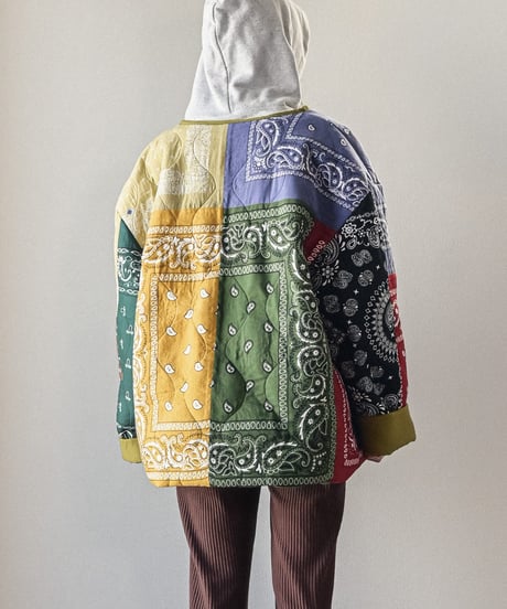 【curoam】Bandana Patchwork Quilted Jacket