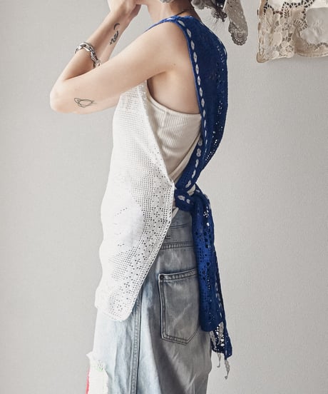 【Seek an nur】Vintage cotton crochet vest