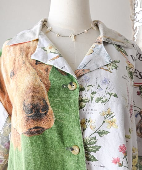【curoam】Vintage Tea Towel Over Shirt