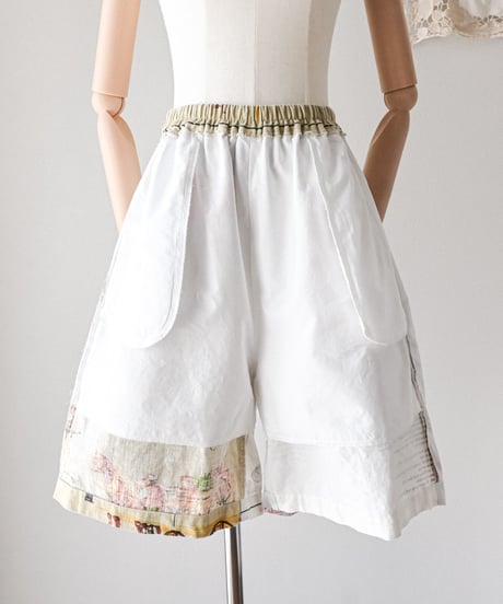 【curoam】Vintage Tea Towel Half Pants