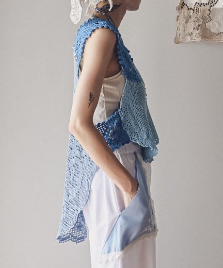 【Seek an nur】Vintage cotton crochet vest
