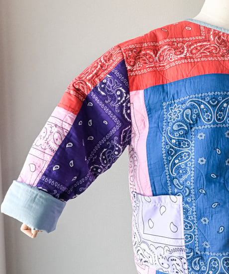 【curoam】Bandana Patchwork Quilted Jacket